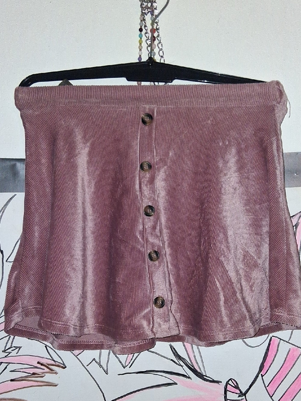 Beautees Dusty Rose Corduroy Button-Front Skater Skirt